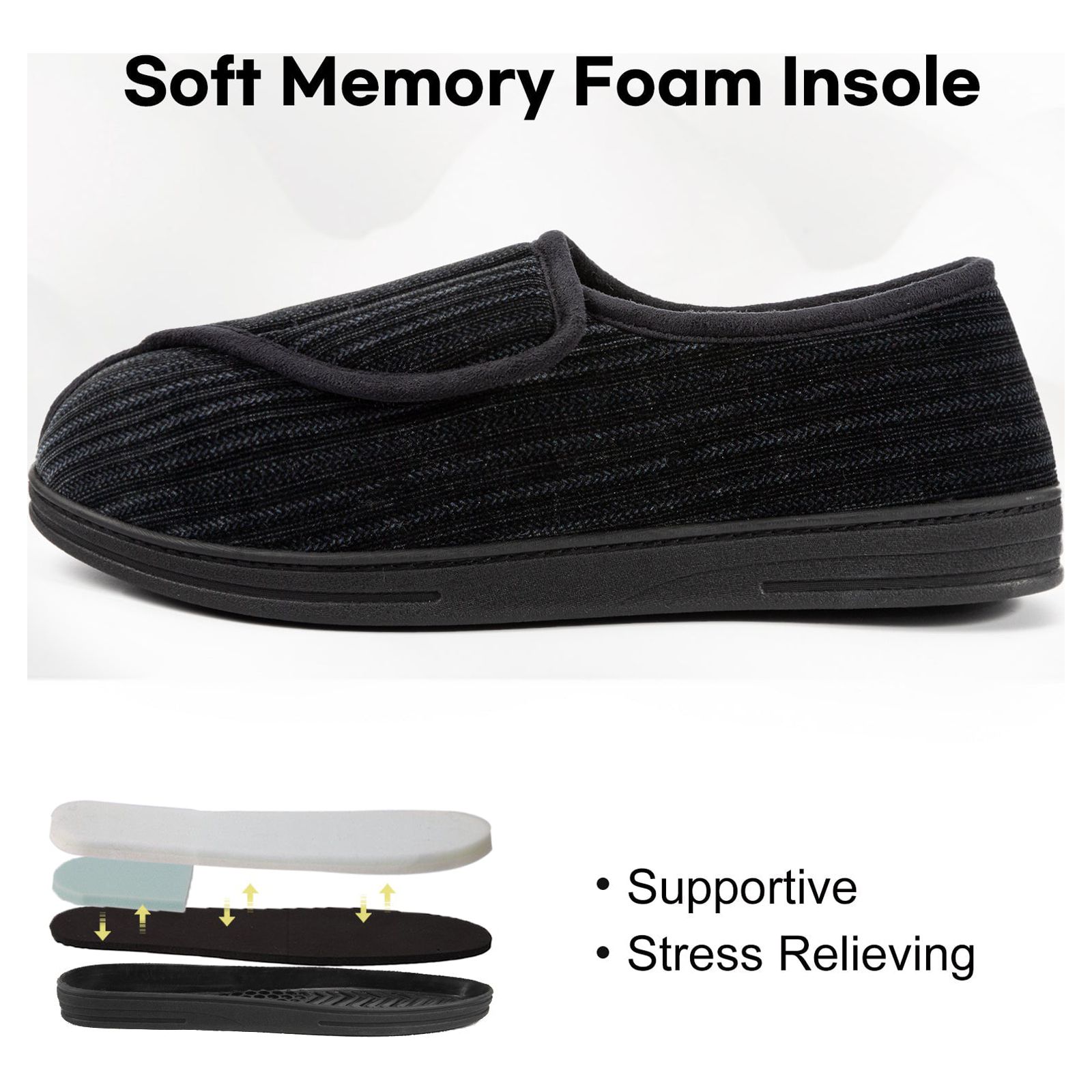 LongBay Men's Adjustable Diabetic Slippers with Memory Foam photo 3