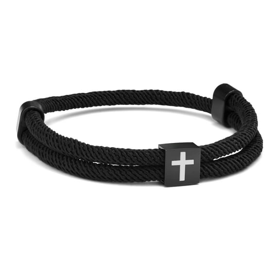 Braided Men Rope Cross Bracelet - Adjustable Tree of Life Cord Surfing Bracelet, Handmade Nautical Navy Marine String Bracelet with Metal Knot, Easter Women Bracelets Gifts