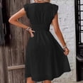 thumbnail image 5 of Youmylove Women's Summer Dresses Elegant Empire Waist Midi Dress Lace Jacquard Hollow Out Slim V Neck Casual A-Line Tiered Sundress Stylish Party Midi Dress, 5 of 5