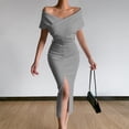 thumbnail image 2 of Aellinatey Slim Fit Sexy High Split Long Midi Dress for Women, Elegant Off-Shoulder Bodycon Evening Gown Cocktail, 2 of 10