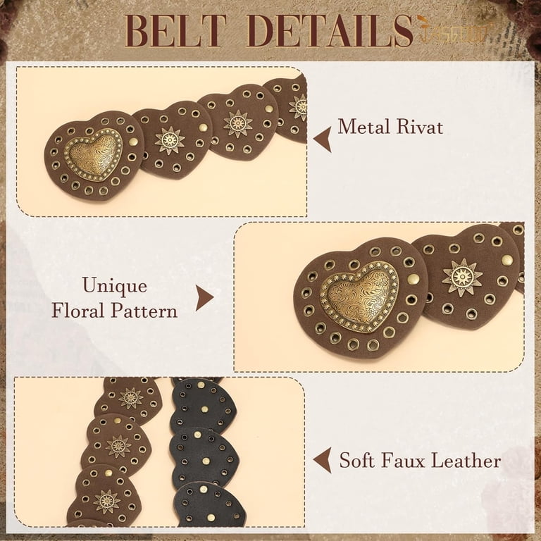 4282 Women\'s Faux Leather Disc Belt Buckle Cowgirl Belts For Dresses Jeans XZQTIVE Western PU Leather Belts for Woman Concho Cowgirl  main image 2