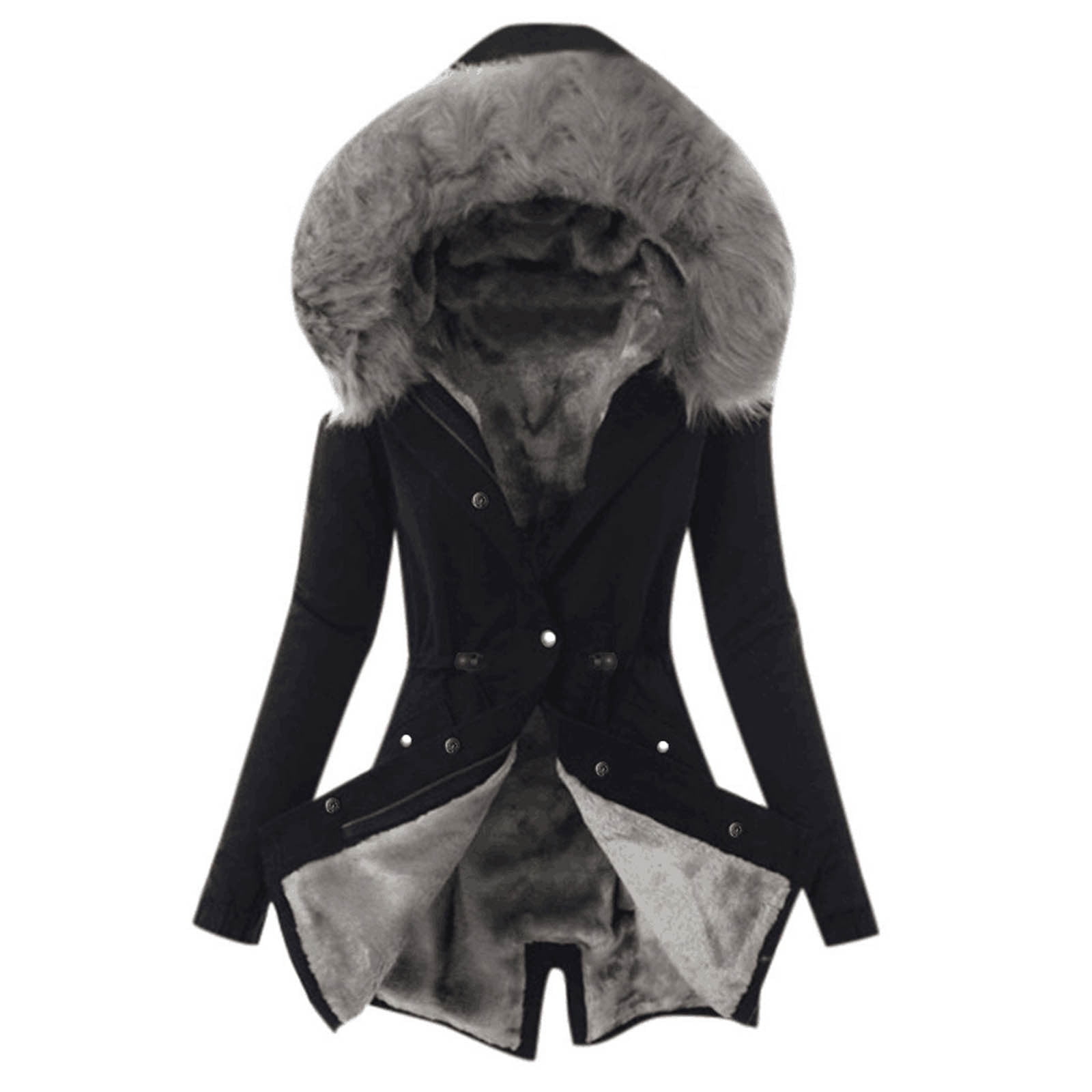 Aboser Women's Warm Winter Coats Velvet Puffer Jacket Petite Slim Fitted Quilted Coat Long Full Zip Parka Jackets with Faux Fur Hood