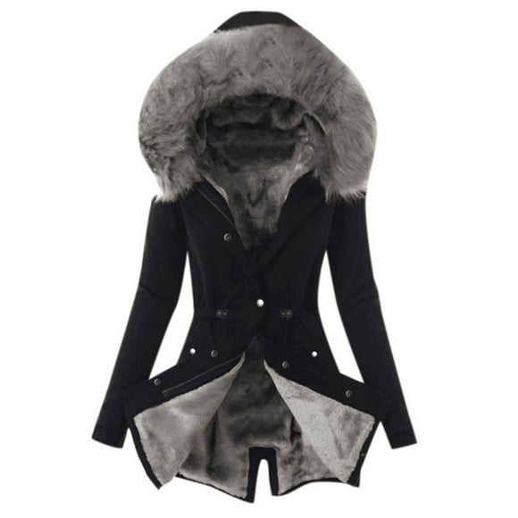 Aboser Women's Warm Winter Coats Velvet Puffer Jacket Petite Slim Fitted Quilted Coat Long Full Zip Parka Jackets with Faux Fur Hood