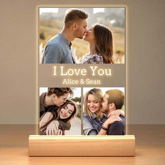 Custom Picture Frames with Photo, Personalized Photo Frame with Night Light, Customized Picture Frame, Personalized Anniversary Couple Gifts for Women Men Her Him Girlfriend Boyfriend
