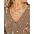thumbnail image 3 of FASHIONWT Women Long Sleeve Plunging Neckline Graphic Cotton Tunic T-Shirts, 3 of 4