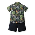 thumbnail image 3 of Conairie Outfit Set Two Piece for Boys Collar Button Down Short Sleeve Shirt and Shorts Kids Cute Cartoon Print Summer Soft Loungewear Clothe Set Navy 2-3 Y, 3 of 6
