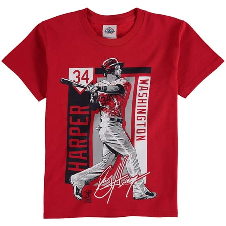 Mens Player Series Leather - Bryce Harper Washington Nationals Youth Color Block Player Series Graphic T-Shirt - Red