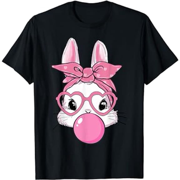 Cute Rabbit Bunny Blowing Bubble Gum Easter Day T-Shirt