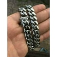 thumbnail image 6 of Mens Heavy Miami Cuban Link Bracelet Chain Silver Stainless Steel 8mm-14mm Gift, 6 of 9
