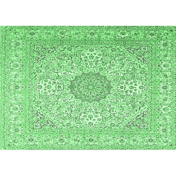 Ahgly Company Indoor Rectangle Medallion Emerald Green Traditional Area Rugs, 2' x 4'