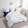 thumbnail image 2 of Castle Fairy Sport Baseball King Bedding 7pcs, Ball Game King Bed in a Bag, White Navy,Navy Blue Reversible, 2 of 7