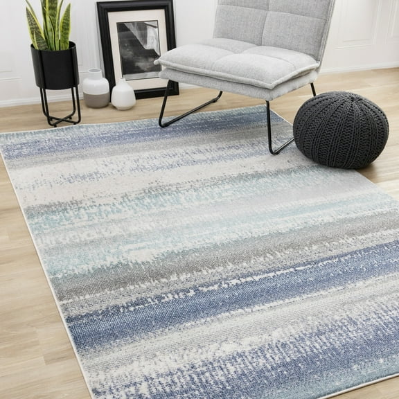 Rug Branch Contemporary Distressed Blue Indoor Area Rug - 8' x 11'