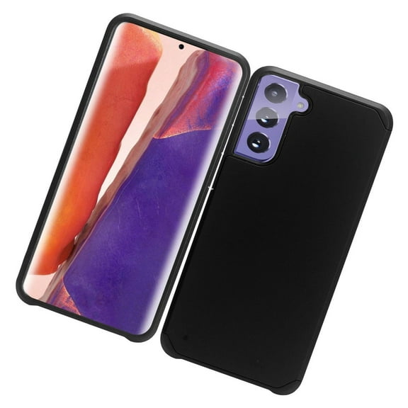 Samsung Galaxy S21 Plus (6.7") Phone Case Slim Thin Rubberized Hybrid Dual Layer Hard PC Rubber TPU Armor Shockproof Cover for Galaxy S21  Plus ,by Xcell - Black