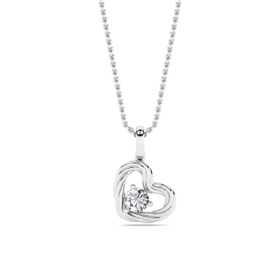 Fireborn - 0.33Cttw Round Shaped Heart Pendant Necklace in 14K Gold over Sterling Silver (F/VS)