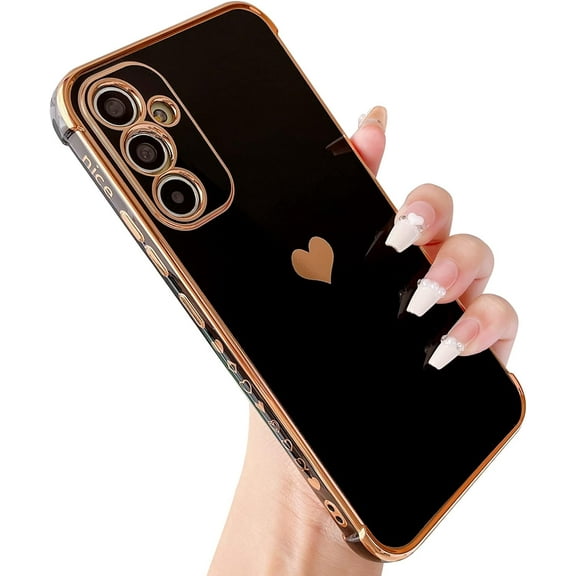 Galaxy A34 5g Case, for Samsung Galaxy A34 Case Women Girls Cute Design Soft Silicone Camera Protection Protective Lovely Heart Phone Case for Galaxy A34 5g (Pink) (Black)