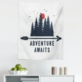thumbnail image 1 of Saying Tapestry, Travel and Adventure Theme with Fir Trees Moon Gulls Calligraphy, Fabric Wall Hanging Decor for Bedroom Living Room Dorm, 5 Sizes, Dark Blue Grey and Vermilion, by Ambesonne, 1 of 1