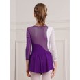 thumbnail image 3 of Yhong Kids Girls Long Sleeves Glitter Rhinestone Figure Skating Dress Dance Performance Costume Purple 14, 3 of 7
