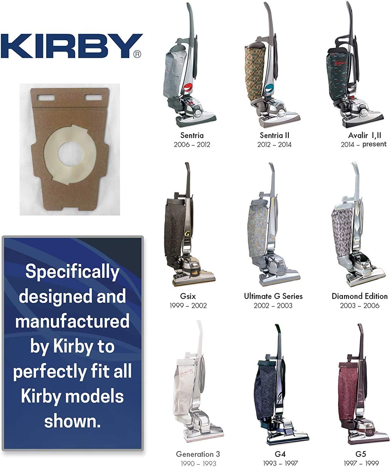 Vhbw 10 Sacchetti Per Aspirapolvere Compatibili Kirby (G1, G10 Sentria, G2, G2000, G2001, G3, G4, G5) - In Carta, 32x23 Cm, Color Sabbia