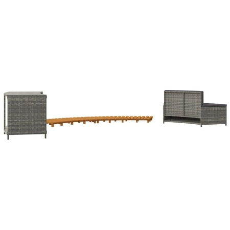 Aibecy Spa Surround Gray Poly Rattan and Solid Wood Acacia