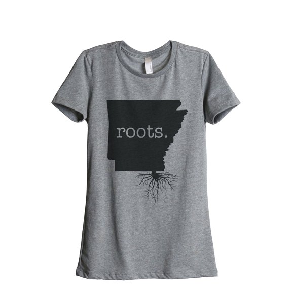 Thread Tank Home Roots State Arkansas AR Women's Relaxed Crewneck T-Shirt Tee Heather Grey Small