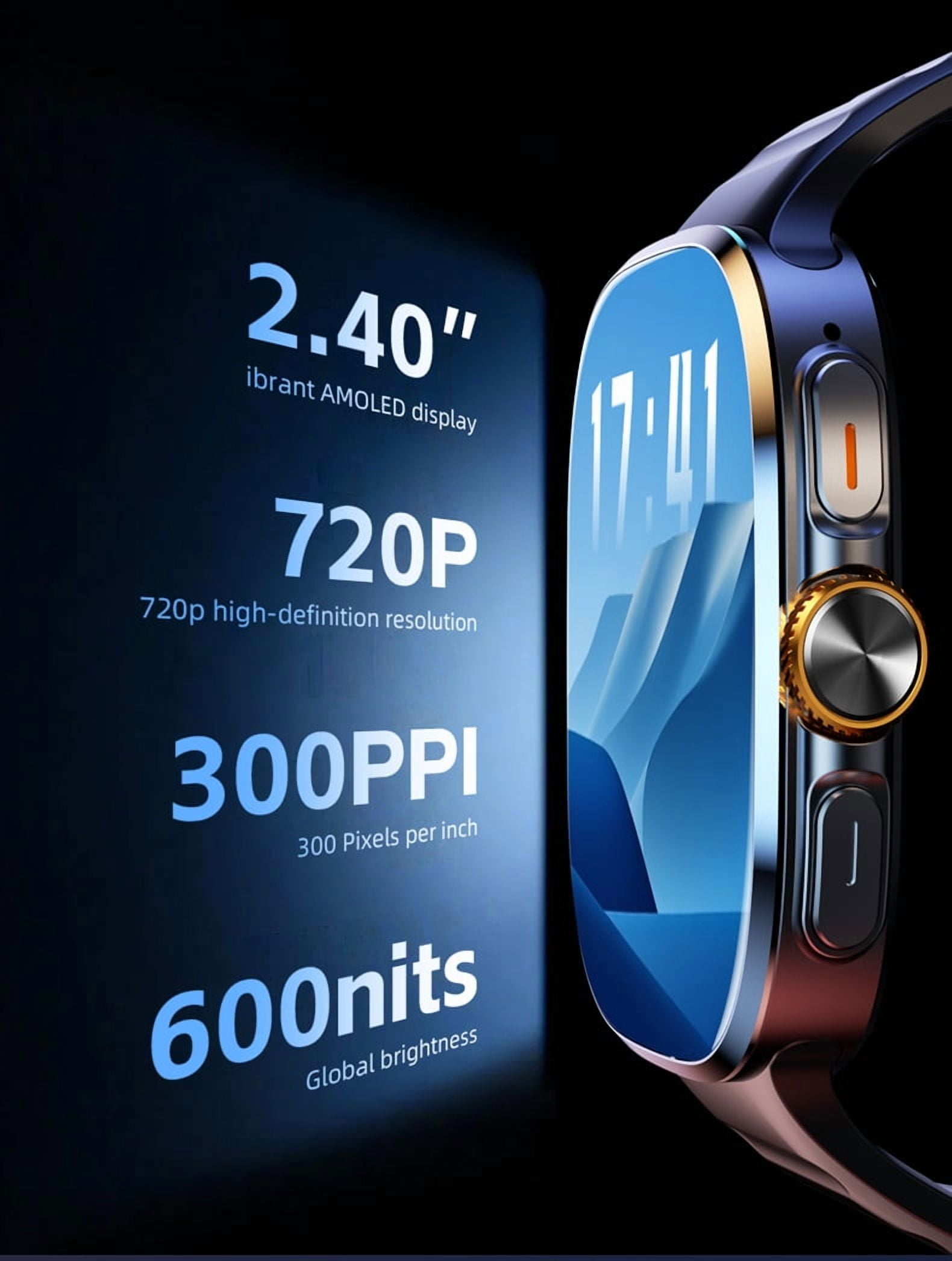 Smart Watch 4G LTE Android 10, 2.4" AMOLED HD Display, Quad-Core Processor, 8GB+128GB Storage, Long Battery Life, Business & Fitness Wearable Device