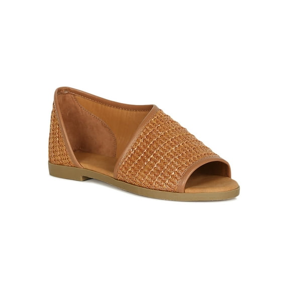 Women Woven Asymmetrical dOrsay Peep Toe Flat 18676