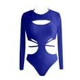 thumbnail image 5 of Womens Monokini Women's Solid Color Blouse Bikini Suit Strap Swimsuit Sexy Swimsuit Suit Monokini Blue M, 5 of 5