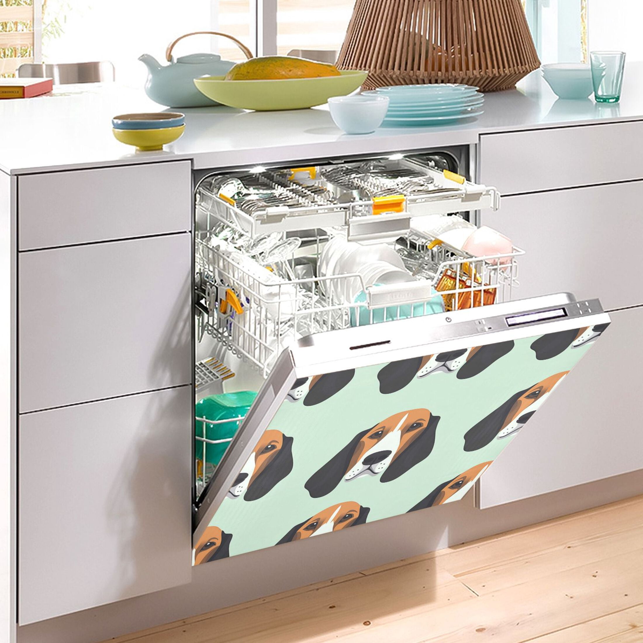 Dishwasher Magnetic Sticker 23x26 Inch Refrigerator Magnetic Sticker Washing Machine Magnetic Sticker Kitchen Panel Magnetic Sticker Home Decor Cool Cartoon Dog Face
