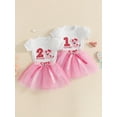 thumbnail image 3 of Miaouyo Baby Girl Birthday Outfit, Short Sleeve Embroidery Number Dog T-shirt with Tulle Skirt Summer Outfit, 3 of 9