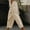 Beige, variant on WXLWZYWL Women's Floral Pants Linen Lounge Trousers High Waisted Drawstring Straight Leg Comfy Fall Casual Pants