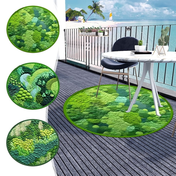Alfombra redonda de musgo verde, imitación de alfombra, antideslizante, ideal para dormitorio, sala de estar, balcón, manta de noche y decoración con vegetación. Blahzhy