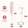 thumbnail image 3 of Paris Hilton - Espumador el&eacute;ctrico de mano con cabezal de doble bobina y soporte de metal dorado, funciona con pilas (2 pilas AA pero no incluidas), acabado rosa brillante, 3 of 7