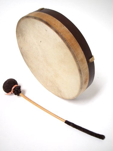 DOBANI Pretuned Goatskin Head Wood Frame Drum w/ Beater 10"x2"