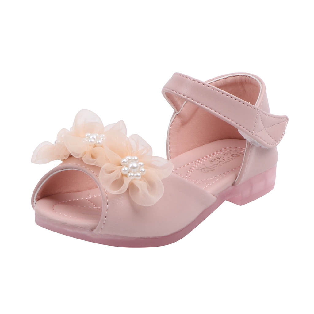 Details about   Fashion Kids Girls Sweet Pearls Bowknot Peep Toe High Heels Party Princess Shoes 