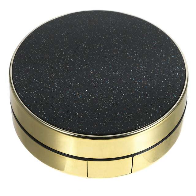 Trousse de Maquillage Ronde en Plastique Noir avec Miroir pour Rangement de Crème Format Voyage