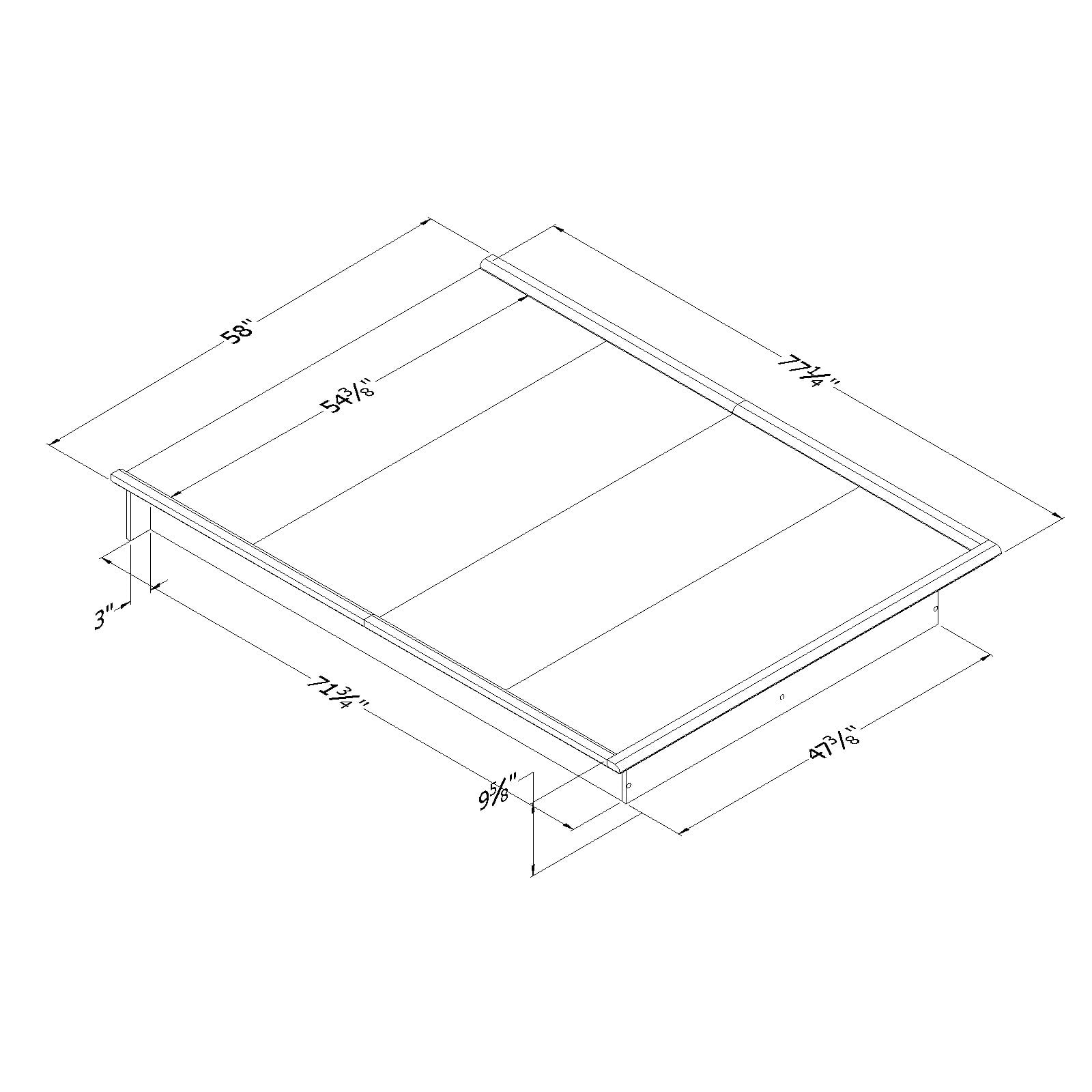 South Shore Step One Queen Platform Bed with Moulding - Contemporary Design, in Pure Black