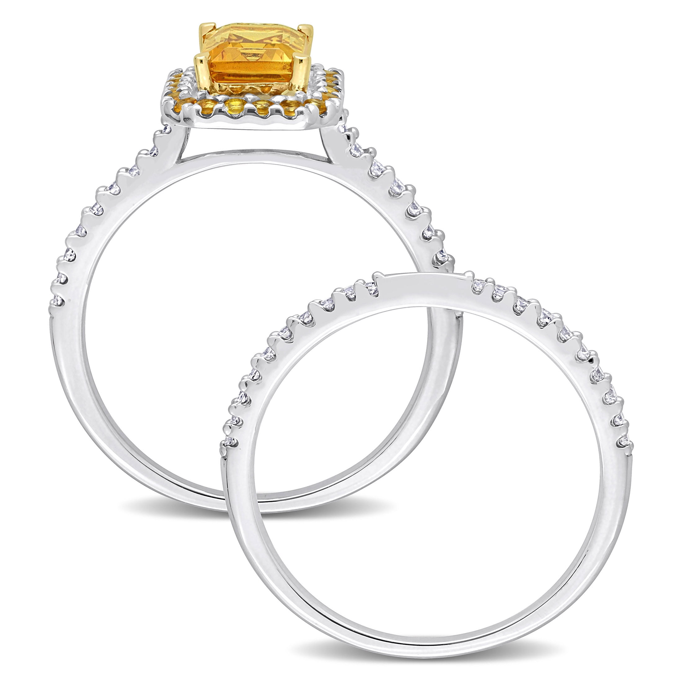 Everly Women's Citrine 14k White Gold Bridal Set