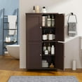 thumbnail image 3 of BOBOKY Bathroom Floor Storage Cabinet, Modern Storage Unit with 4 Doors and Adjustable Shelves, Freestanding Sideboard Cabinet for Bathroom, Kitchen, Living Room,Reddish Brown, 3 of 8