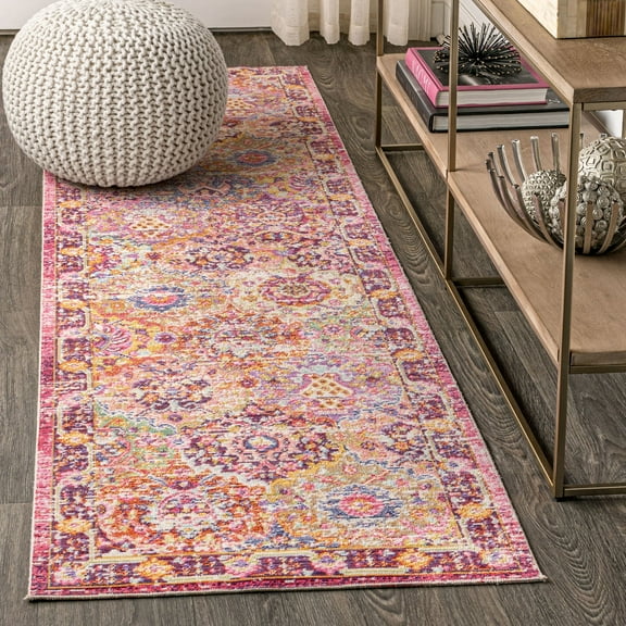 JONATHAN Y MODERN PERSIAN 2 x 8 Runner Rug, Flori Bohemian Medallion - Deep Fuchsia, MDP301A-28