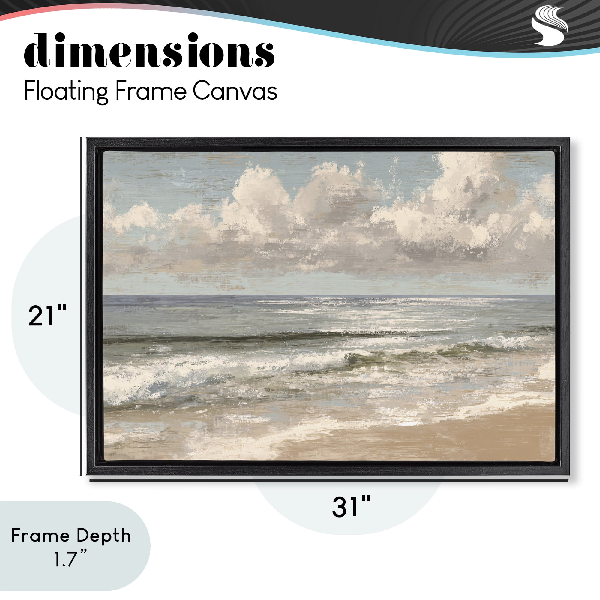 Stupell Industries Distressed Beach Horizon Black Framed Floater Canvas Wall Art, design by Jacky Ngan
