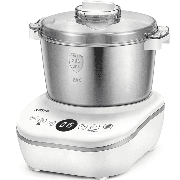 AIZIYO DoughChief, 7.4QT Dough Maker with Ferment Function, 304 Stainless Steel Bowl, Removeable lid, Face-up Touch Panel, Electric Dough Mixer for Pizza & Bread