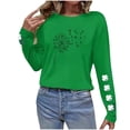 thumbnail image 5 of Erwazi Women's St Patrick's Day T-Shirt Green Long Sleeve Crewneck Shamrock Tees Tops, 5 of 7