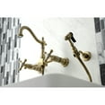 thumbnail image 4 of Kingston Brass KS1263AXBS Heritage Double-Handle Wall-Mount Bridge Kitchen Faucet with Brass Sprayer, Antique Brass, 4 of 7