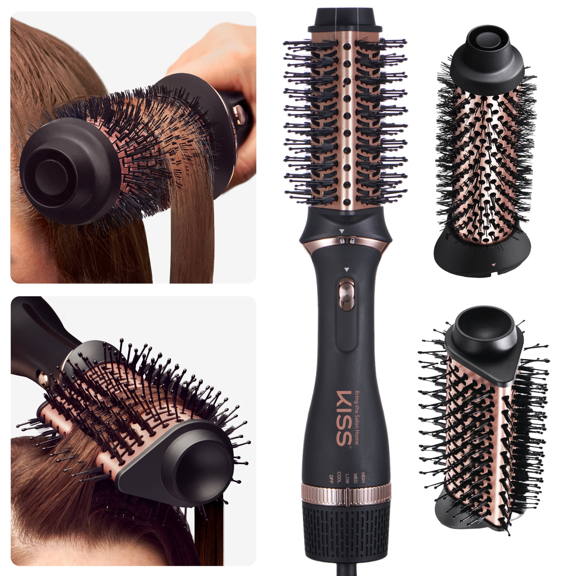 Online Brands Gem Hot Air Styling Brush for Dry Volume Black 