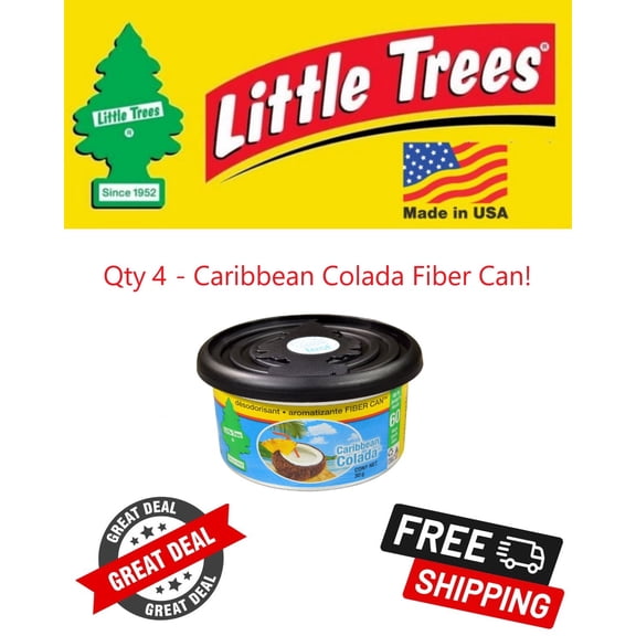 Little Trees Caribbean Colada Fiber Can Air Freshener for Home & Car 4 PACK!