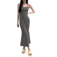 thumbnail image 2 of Bnwani Women Dresses for Summer,Sun Dresses Women,Sleeveless,Fish Tail,Cinched,Square Neckline,Gray,L, 2 of 5