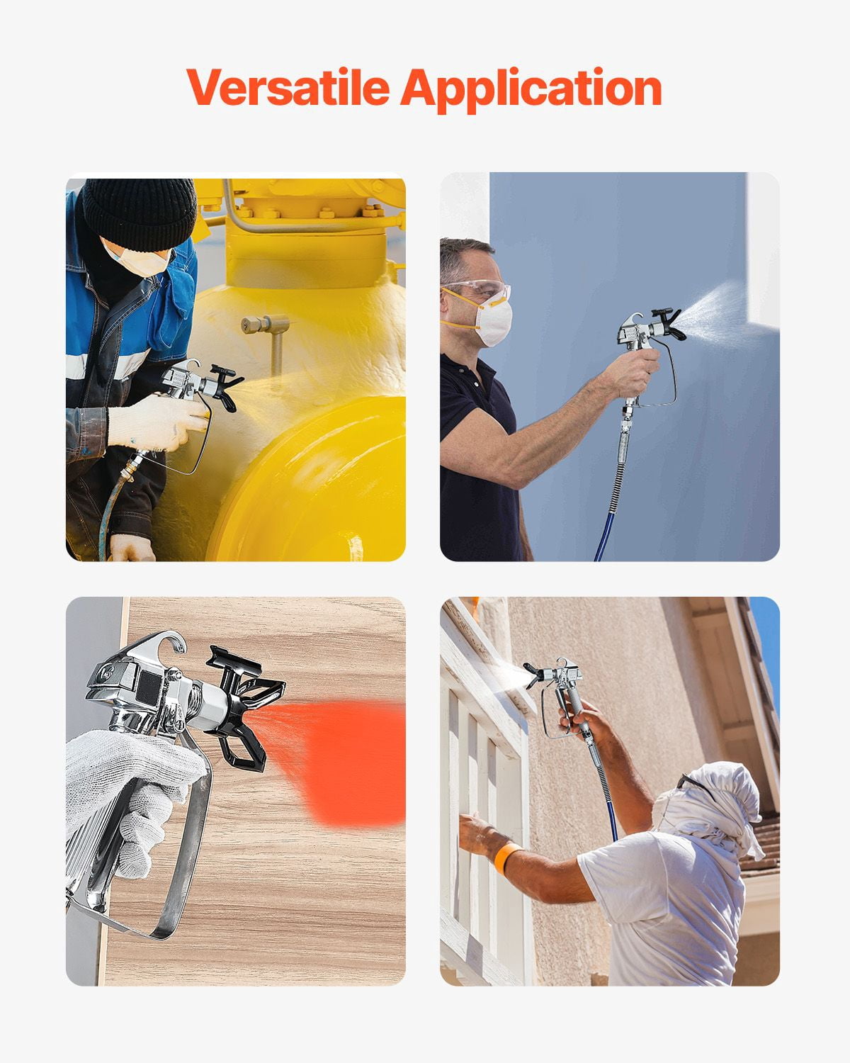 Airless Paint Sprayer Gun, 3600 PSI High-Pressure with Stainless Steel Nozzle, Compatible with 211/315/417/517/623 Nozzles, Professional Paint Gun for Home and Construction