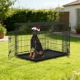 thumbnail image 4 of CL.HPAHKL Durable Large Dog Crate, Folding Metal Dog Kennel Double Door Dog Cage with Plastic Tray, Wire Crate for Large Dog Indoor Outdoor Travel (Black, 48 inch), 4 of 7