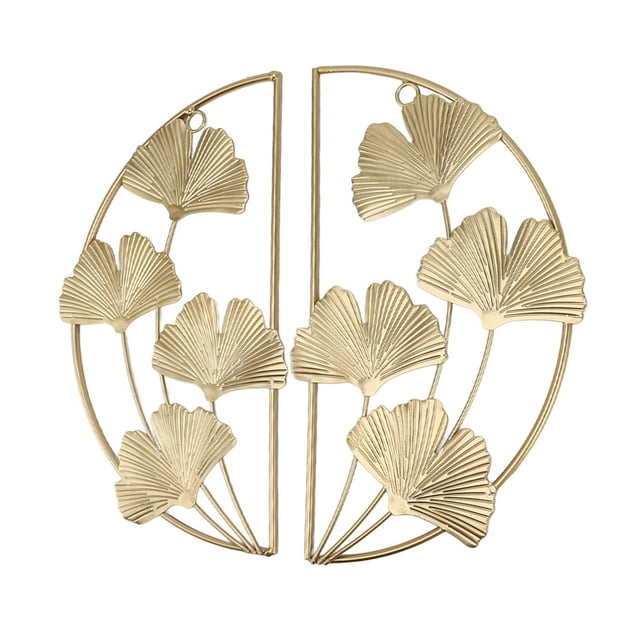 Decoración Para Colgar En La Pared Con Hojas Doradas, Decoración De Pared Dorada De Hierro, Preciosa Y Vívida Para La Oficina