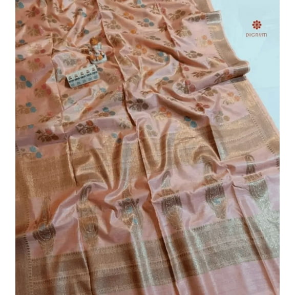 Baby Pink Pure Munga Silk Banarasi saree
